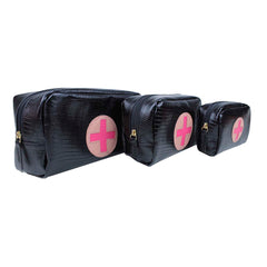 Kit Necessaire Remédio Preto Paris com Algodão Doce Liso e Pink Prada Pronta Entrega