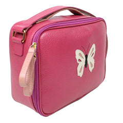 Lancheira Infantil Borboleta em Couro Personalizada