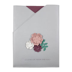 Porta Certidão de Nascimento Le Jardin em Couro Personalizado