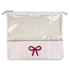 Mini Bag Look Laço Rococó Estampa Listrado Pontilhado Rosa em Couro e Vinil Personalizado