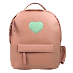 Mochila M com Porta Garrafa Coração em Couro Personalizada