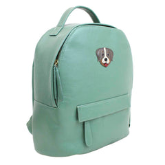 Mochila M com Porta Garrafa Cachorro Toddy em Couro Personalizada