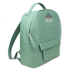 Mochila M Bordado Carrossel em Couro Personalizada