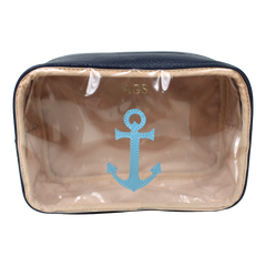 Necessaire Anne Beach Marinheiro em Couro e Vinil Personalizada
