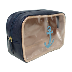Necessaire Anne Beach Marinheiro em Couro e Vinil Personalizada