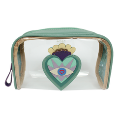 Necessaire Betina M Sagrado Coração em Couro e Vinil Personalizado