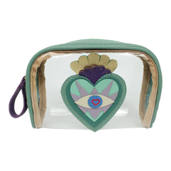 Necessaire Betina P Sagrado Coração em Couro e Vinil Personalizada