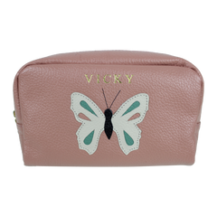 Necessaire Borboleta M em Couro Personalizado