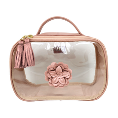 Necessaire Crystal P Camélia em Couro e Vinil Personalizado
