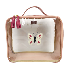 Necessaire Crystal G Borboleta em Couro e Vinil Personalizado