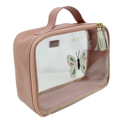 Necessaire Crystal M Borboleta em Couro e Vinil Personalizado
