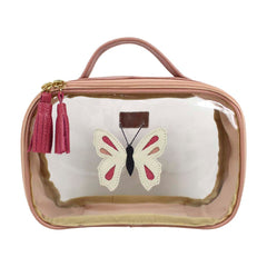 Necessaire Crystal P Borboleta em Couro e Vinil Personalizado