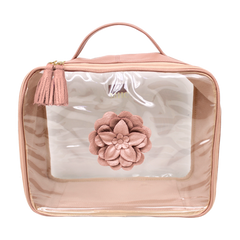 Necessaire Crystal G Camélia em Couro e Vinil Personalizado