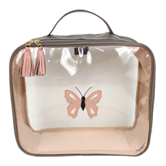 Necessaire Crystal G Borboleta em Couro e Vinil Personalizado