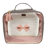 Necessaire Crystal G Laço em Couro e Vinil Personalizado