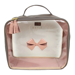 Necessaire Crystal G Laço em Couro e Vinil Personalizado