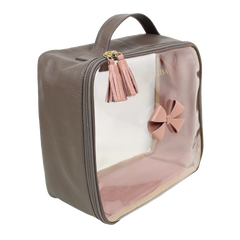 Necessaire Crystal G Laço em Couro e Vinil Personalizado