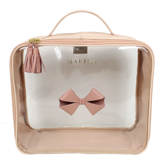 Necessaire Crystal G Laço em Couro e Vinil Personalizado