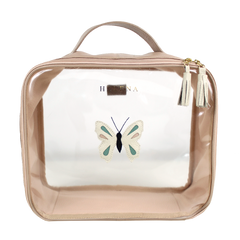 Necessaire Crystal G Borboleta em Couro e Vinil Personalizado