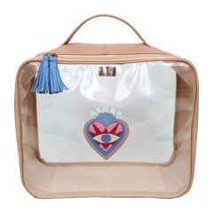 Necessaire Crystal G Sagrado Coração em Couro e Vinil Personalizada