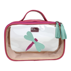 Necessaire Crystal P Libélula em Couro e Vinil Personalizado