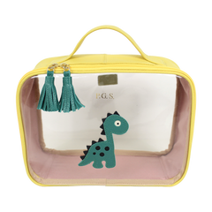 Necessaire Crystal M Little Dino em Couro e Vinil Personalizado