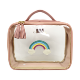 Necessaire Crystal M Arco Íris em Couro e Vinil Personalizado
