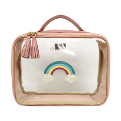 Necessaire Crystal M Arco Íris em Couro e Vinil Personalizado