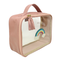 Necessaire Crystal M Arco Íris em Couro e Vinil Personalizado