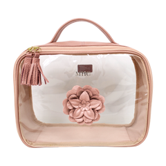 Necessaire Crystal M Camélia em Couro e Vinil Personalizado