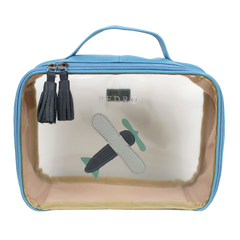 Necessaire Crystal M Little Plane em Couro e Vinil Personalizado