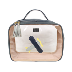 Necessaire Crystal M Little Plane em Couro e Vinil Personalizado