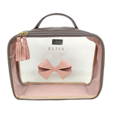 Necessaire Crystal M Laço em Couro e Vinil Personalizado