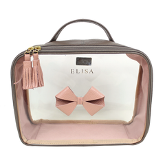 Necessaire Crystal M Laço em Couro e Vinil Personalizado