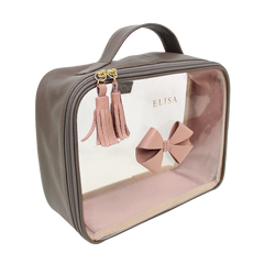 Necessaire Crystal M Laço em Couro e Vinil Personalizado