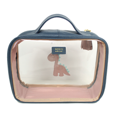 Necessaire Crystal M Little Dino em Couro e Vinil Personalizado