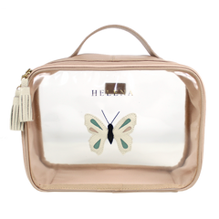 Necessaire Crystal M Borboleta em Couro e Vinil Personalizado
