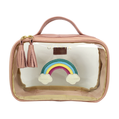 Necessaire Crystal P Arco Íris em Couro e Vinil Personalizado
