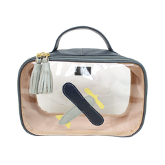 Necessaire Crystal P Little Plane em Couro e Vinil Personalizado