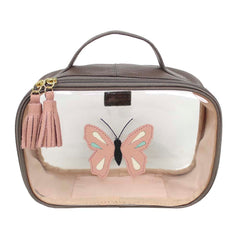 Necessaire Crystal P Borboleta em Couro e Vinil Personalizado