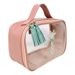 Necessaire Crystal P Girafinha em Couro e Vinil Personalizado