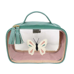 Necessaire Crystal P Borboleta em Couro e Vinil Personalizado