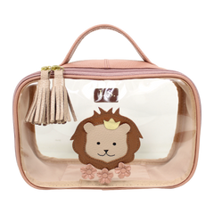 Necessaire Crystal P Leoa Algodão Doce Liso com Rose Liso Pronta Entrega