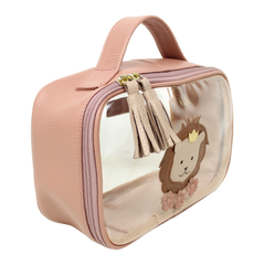 Necessaire Crystal P Leoa Algodão Doce Liso com Rose Liso Pronta Entrega