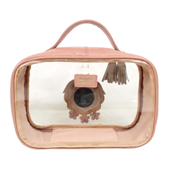 Necessaire Crystal P Leoa Algodão Doce Liso com Rose Liso Pronta Entrega