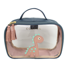 Necessaire Crystal P Little Dino em Couro e Vinil Personalizado