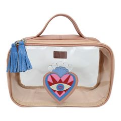 Necessaire Crystal P Sagrado Coração em Couro e Vinil Personalizada