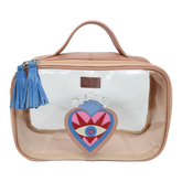 Necessaire Crystal P Sagrado Coração em Couro e Vinil Personalizada