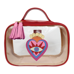 Necessaire Crystal P Sagrado Coração em Couro e Vinil Personalizada