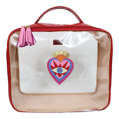 Necessaire Crystal G Sagrado Coração em Couro e Vinil Personalizada